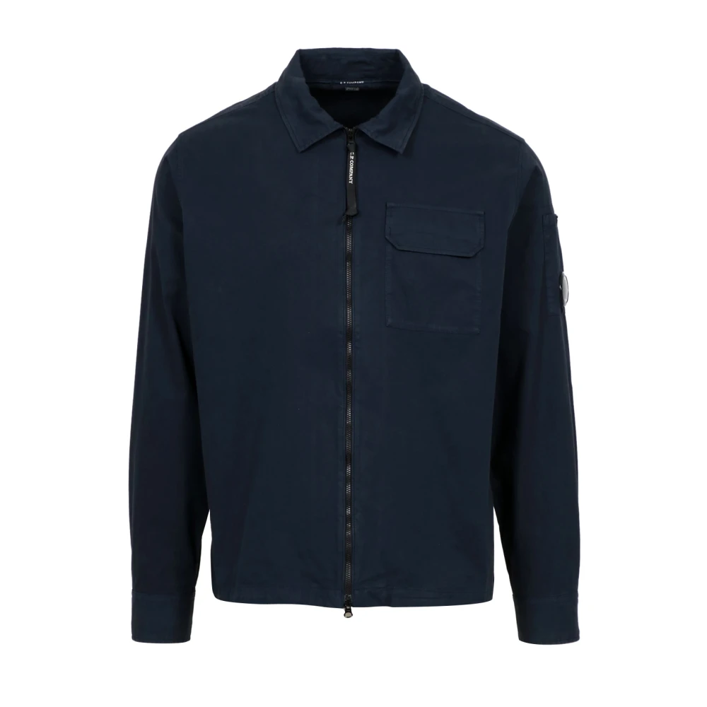 C.P. Company Blauw Katoenen Overhemd met Volledige Rits Blue Heren