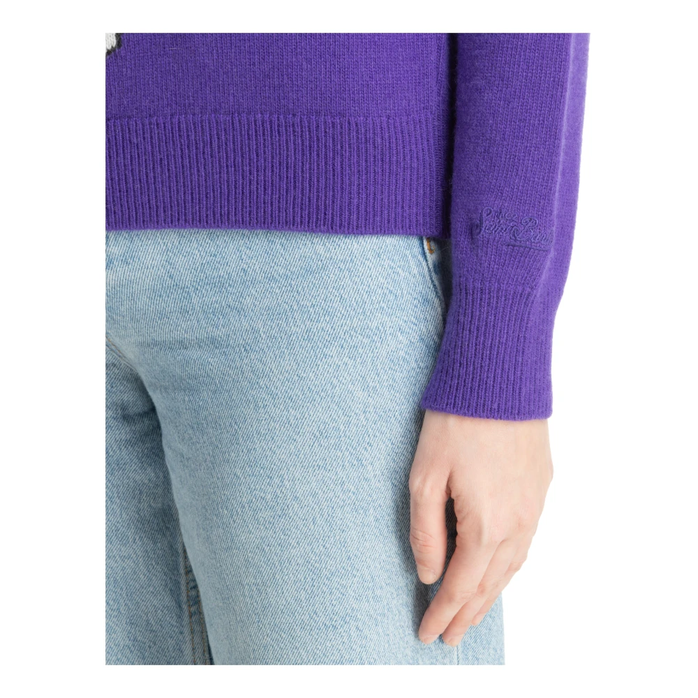 MC2 Saint Barth Abstract Multicolor Trui met Logo Purple Dames