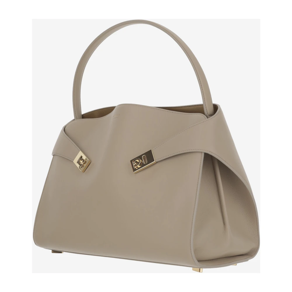 Salvatore Ferragamo Beige leren schoudertas met Gancini gesp Beige Dames