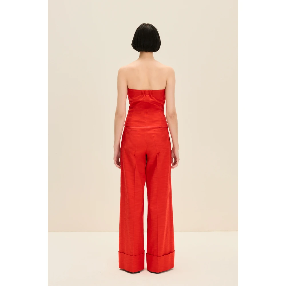 Jaaf Kersenrode Gedrapeerde Detail Korset Top Red Dames