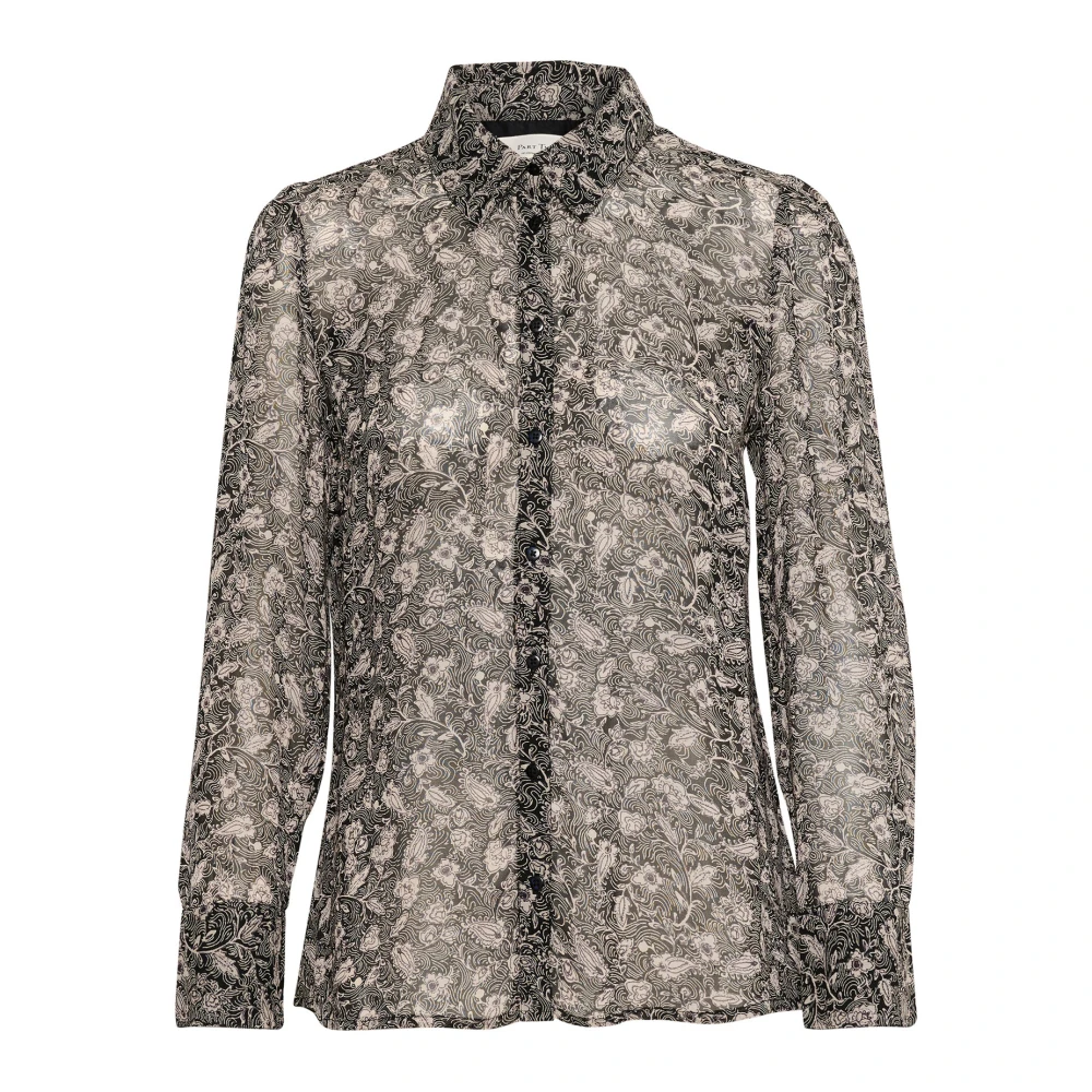Part Two Zwart Blad Print Overhemdblouse Black Dames