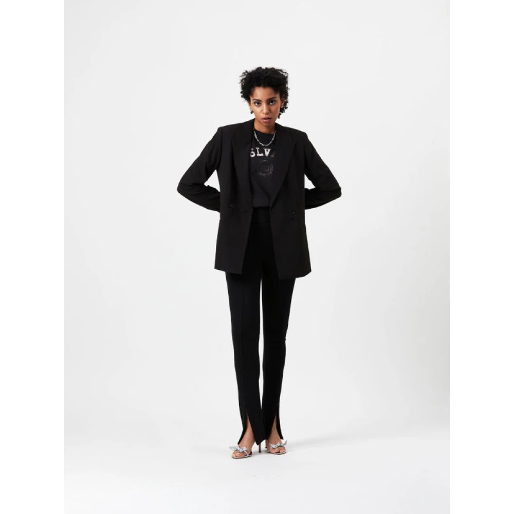 Dante 6 Zwarte Crepe Blazer met Schoudervullingen Black Dames