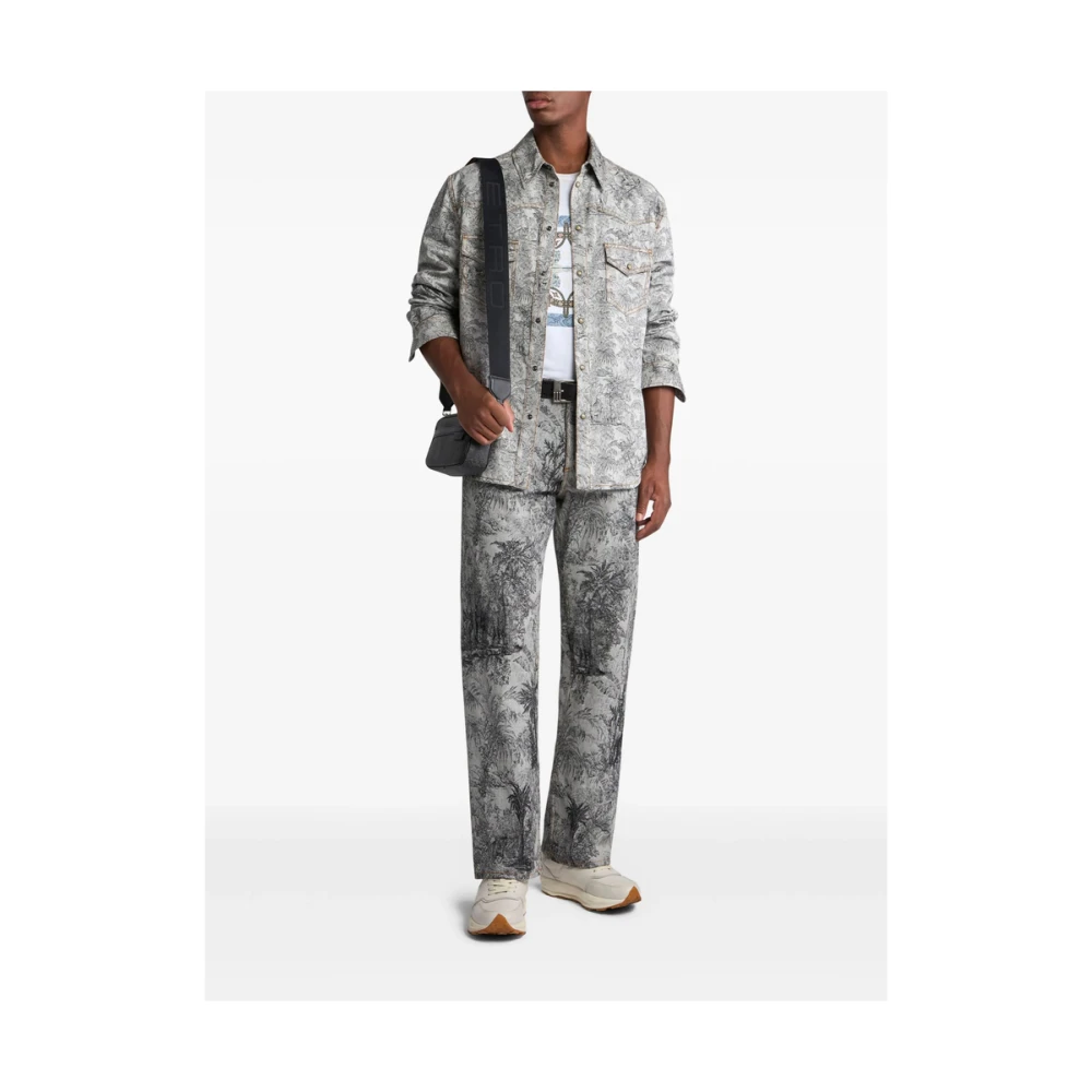 ETRO Grijs Patroon Jacquard Jeans Gray Heren