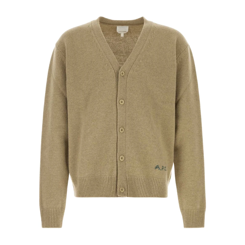 A.p.c. Men's Beige Kevin Cardigan - Cardigans - M - Knitwear