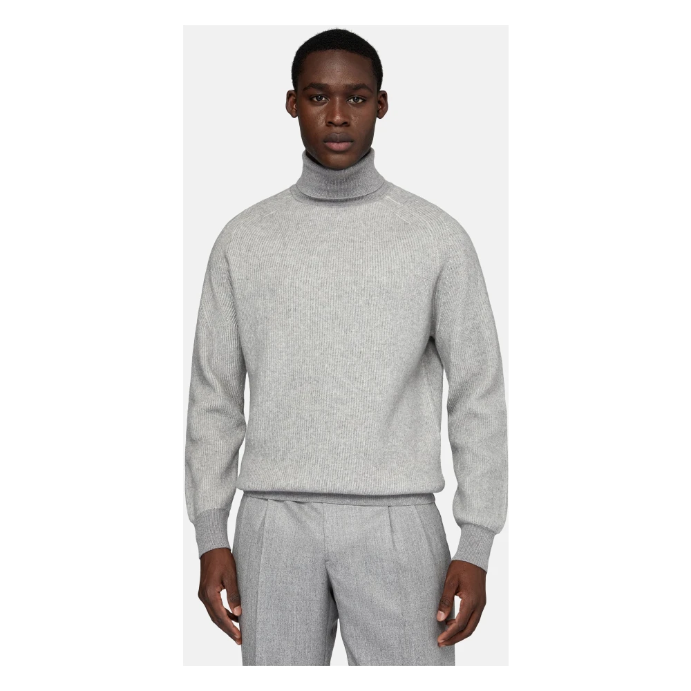 Boggi Milano Merino wollen trui met polokraag Brown Heren