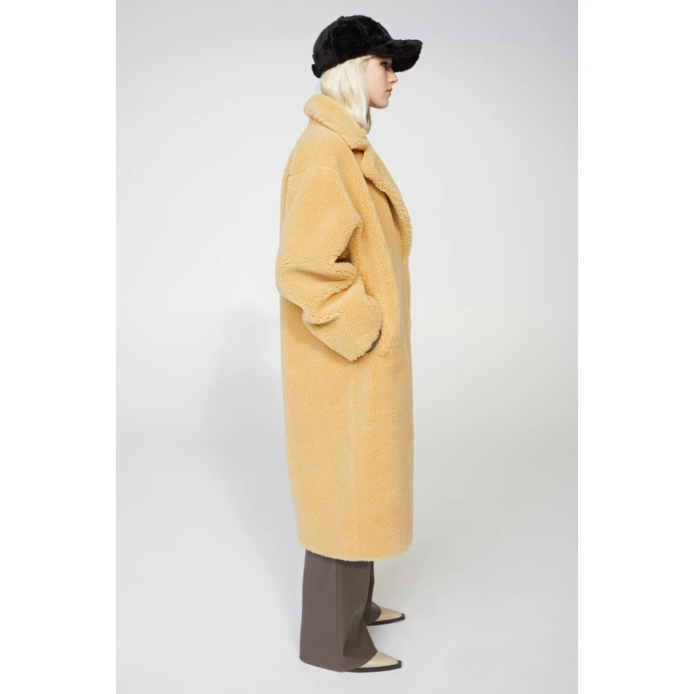 Stand Studio Oversized Faux Fur Teddy Coat Yellow Dames