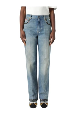 Blommig Ficka Jeans Dammode