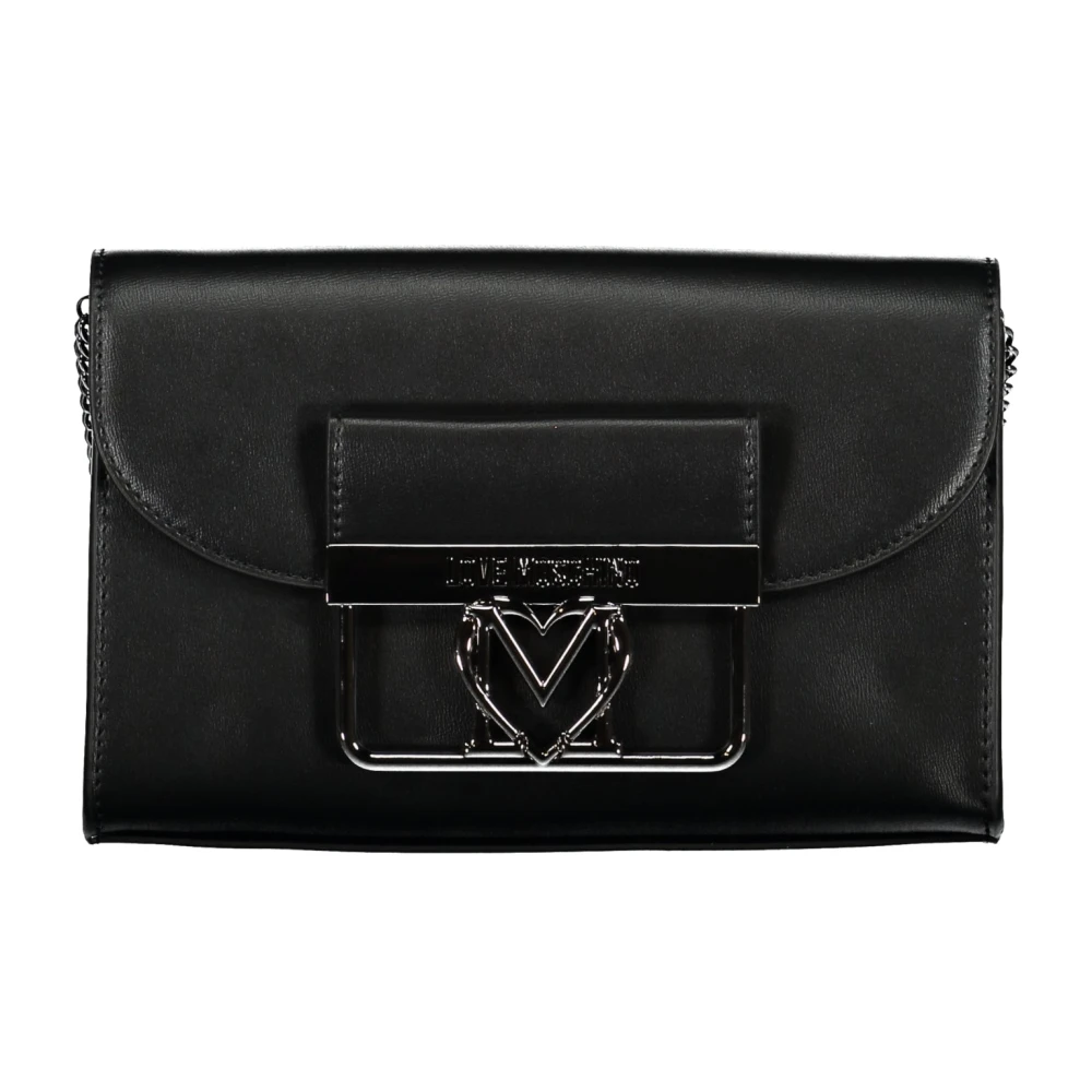 Love Moschino Zwarte Schoudertas met Kettingriem Black Dames