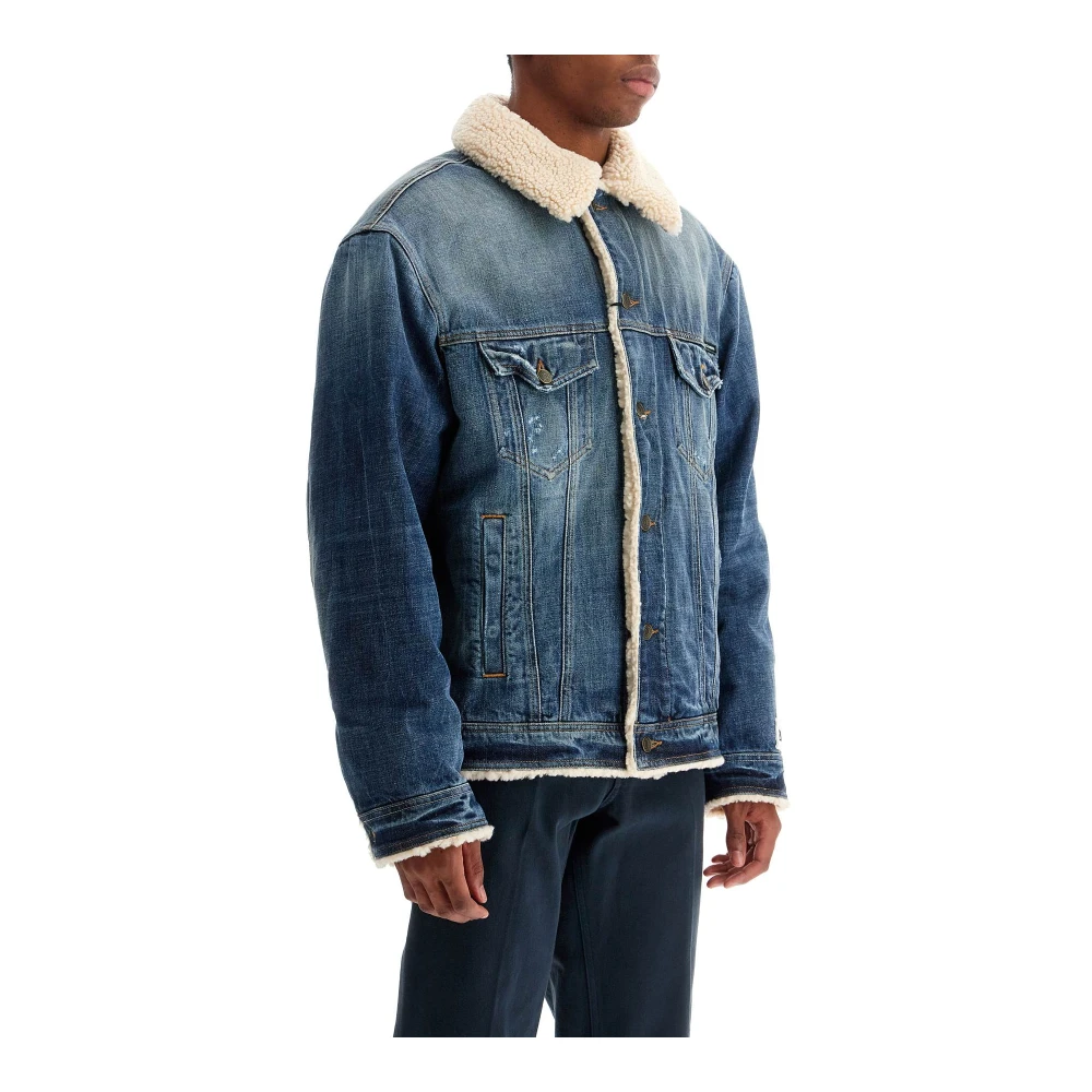 Dolce & Gabbana Denim Teddy Jack Shearling Voering Blue Heren