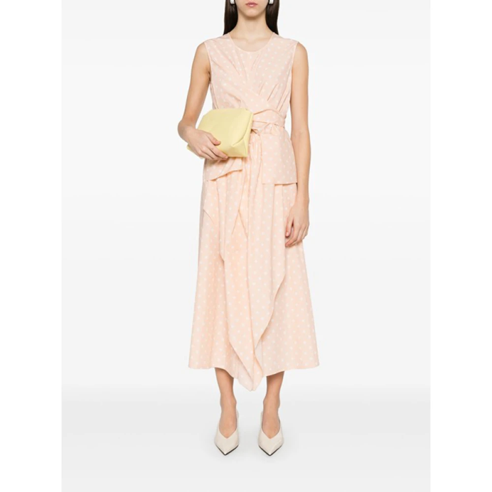 Fabiana Filippi Zalmroze Polka-Dot Midi Jurk Pink Dames