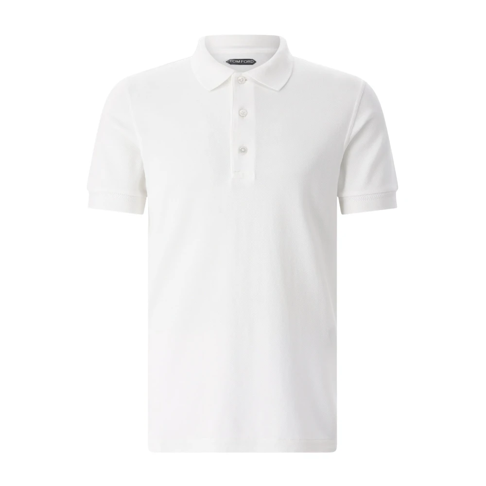 Tom Ford Herr Vit Toppar 3XL, Bomull, Lyocell Piquet Polo