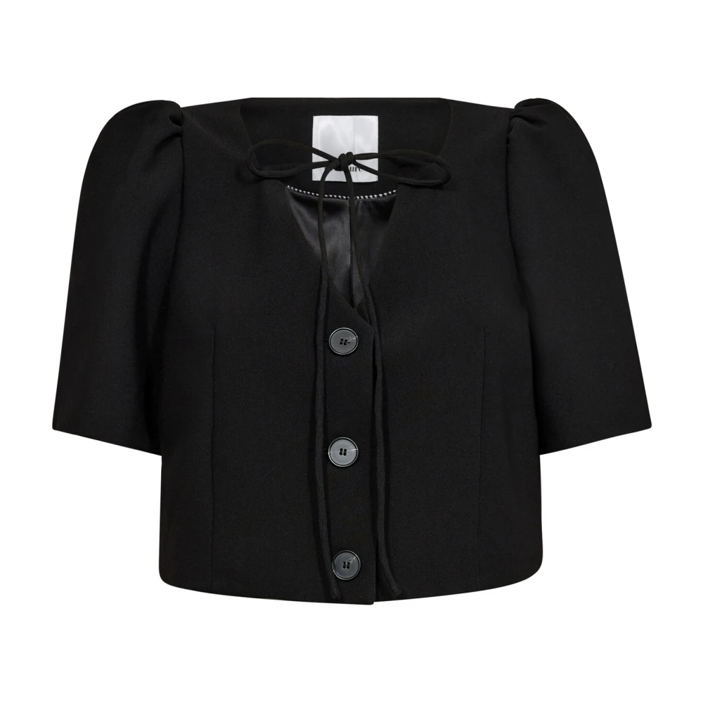 Co'Couture Zwarte Crop Tie Blazer Black Dames