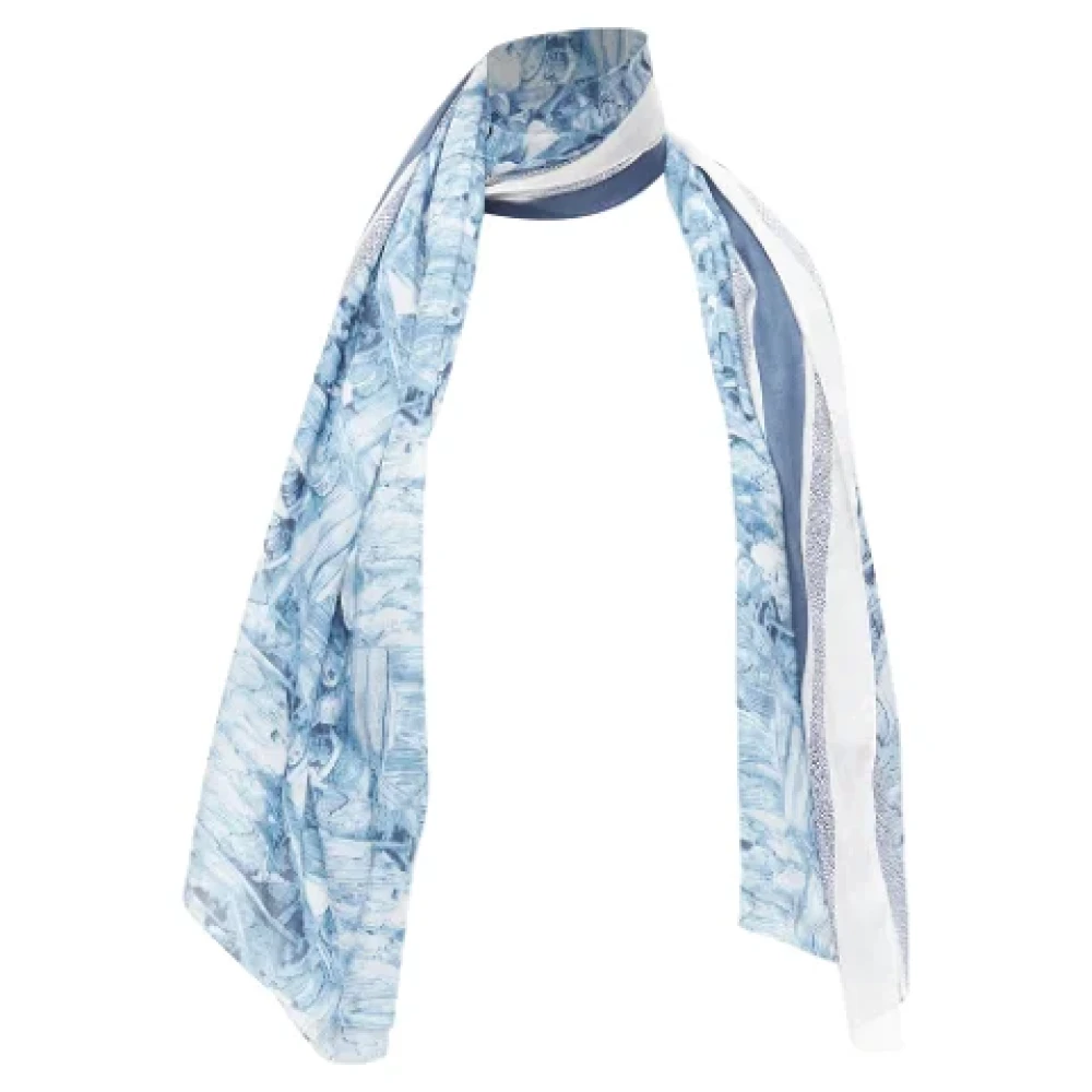 Dior Vintage Pre-owned Cotton scarves Blue Dames