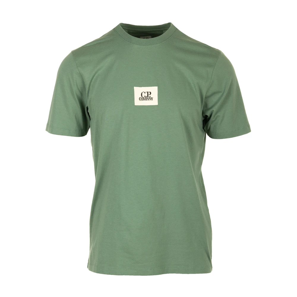 C.P. Company Jersey Label Style Logo T-Shirt Green Heren