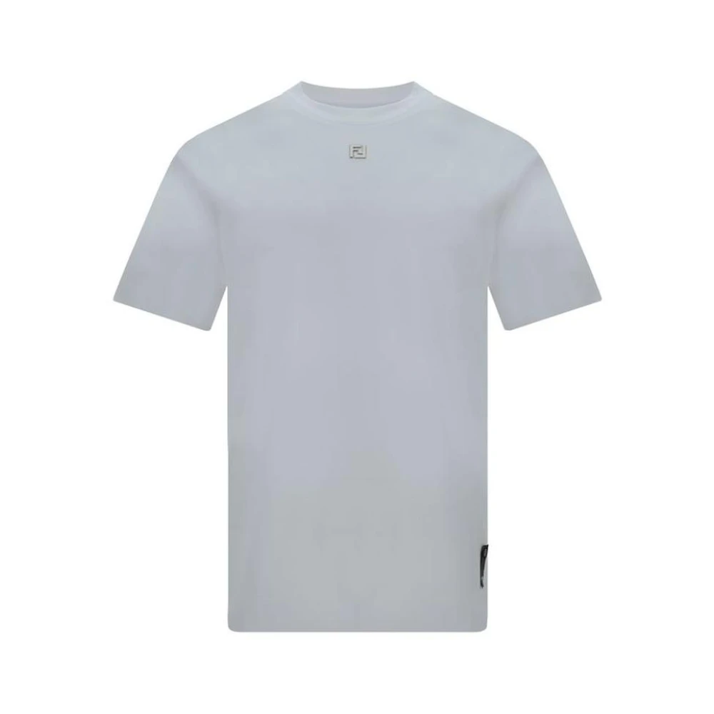 Fendi Men's White Classic Crew Neck Cotton T-Shirt