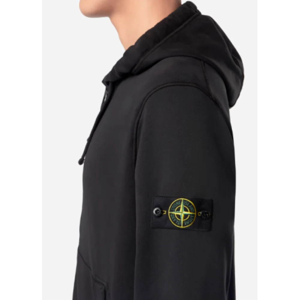 Stone Island Capuchonkatoenen sweatshirt met rits Black Heren