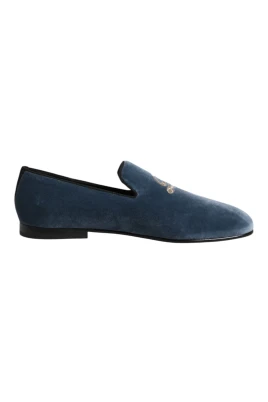 Blått Velvet DG Logo Loafers Skor