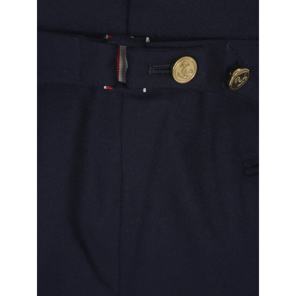 Thom Browne Blauwe Drop Crotch Backstrap Broek Blue Heren