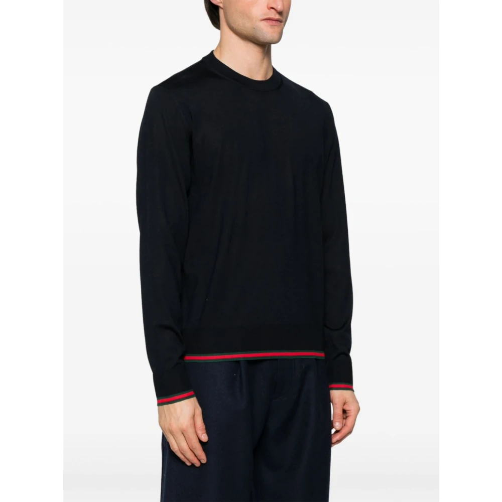 Gucci Donkerblauwe Wollen Gebreide Trui Blue Heren