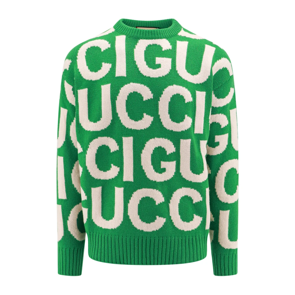 Gucci Logo Wollen Trui Green Heren