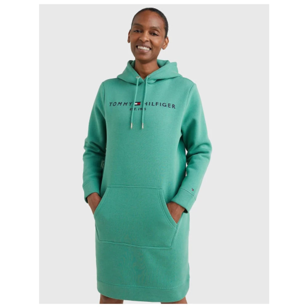 Tommy Hilfiger Verstelbare Hoodie Jurk Green Dames