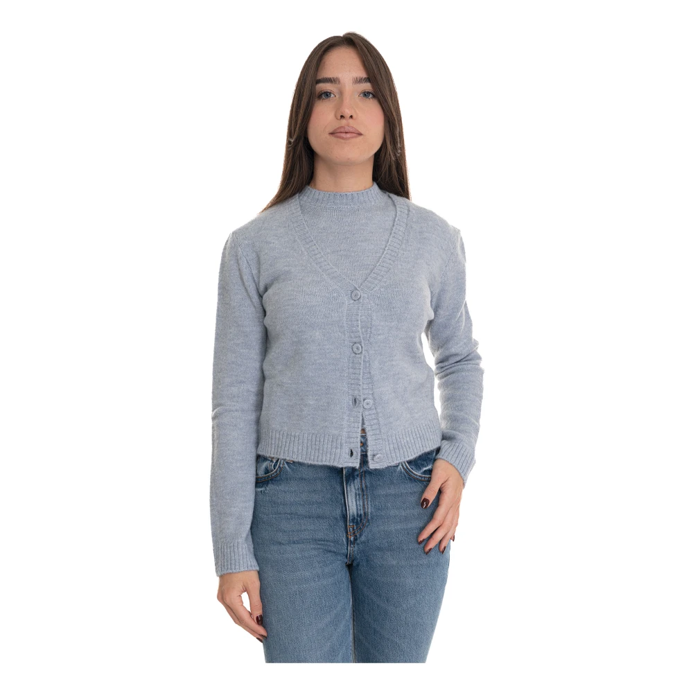 Roy Roger's Stijlvol Gebreid Vest Blue Dames