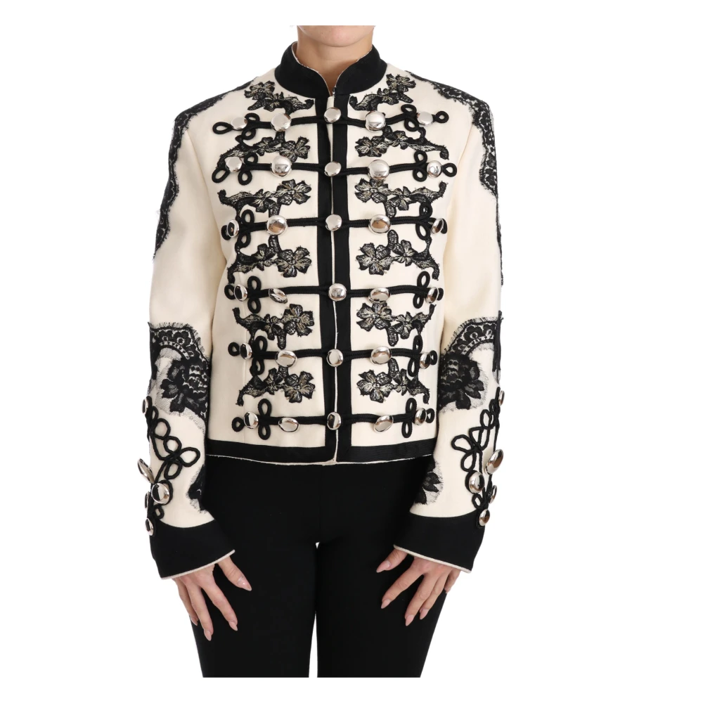 Dolce & Gabbana Women's Multicolor Light Jackets, 2XS, Elegant Off-White Baroque Jacket