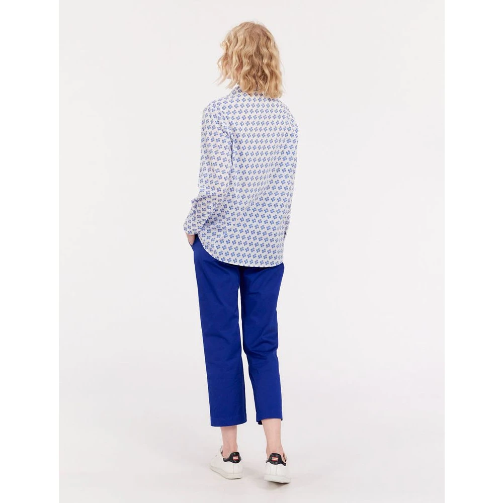 Ines De La Fressange Paris Zomerprint Batiste Shirt Blue Dames