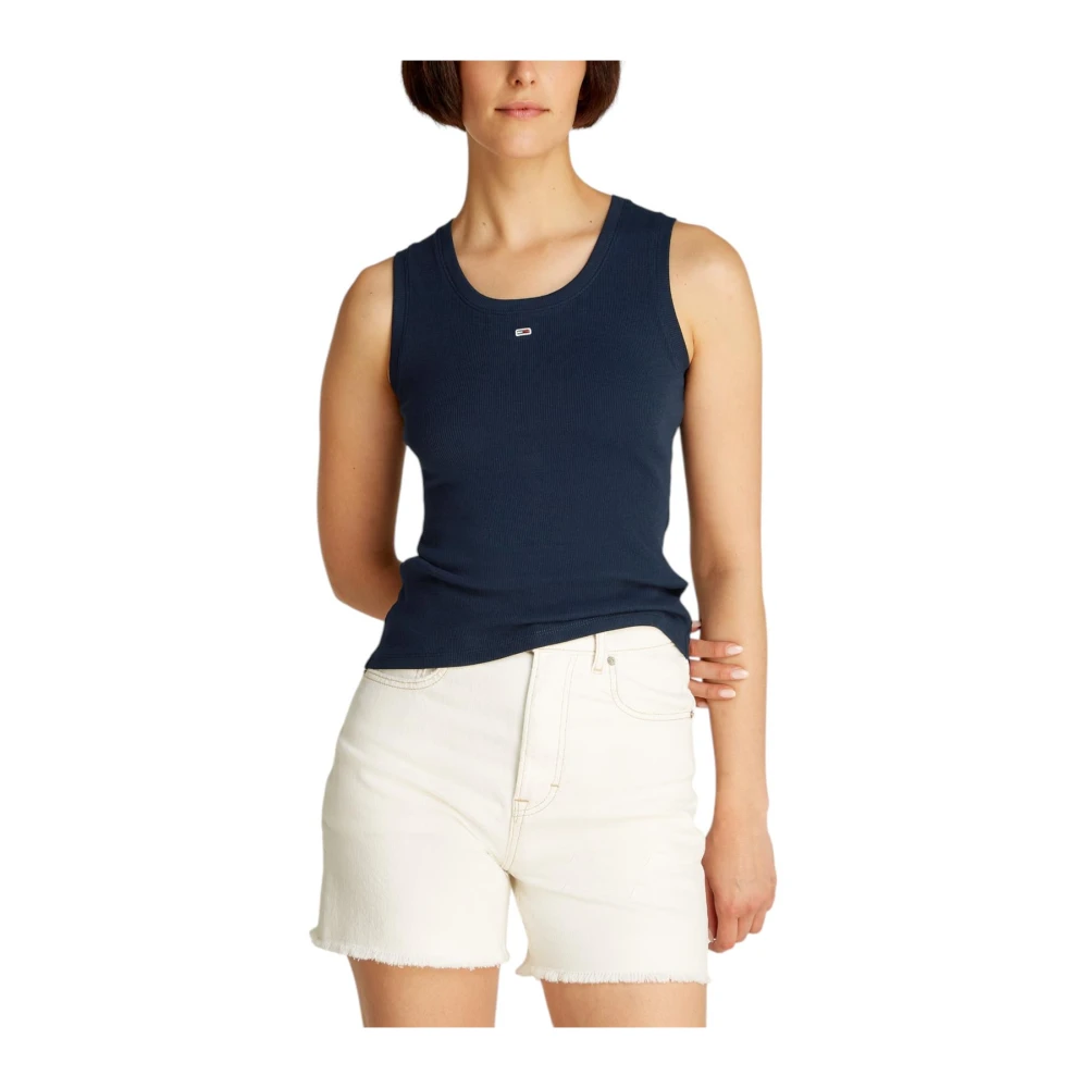 Tommy Jeans Blauw Mouwloos Tank Top Blue Dames