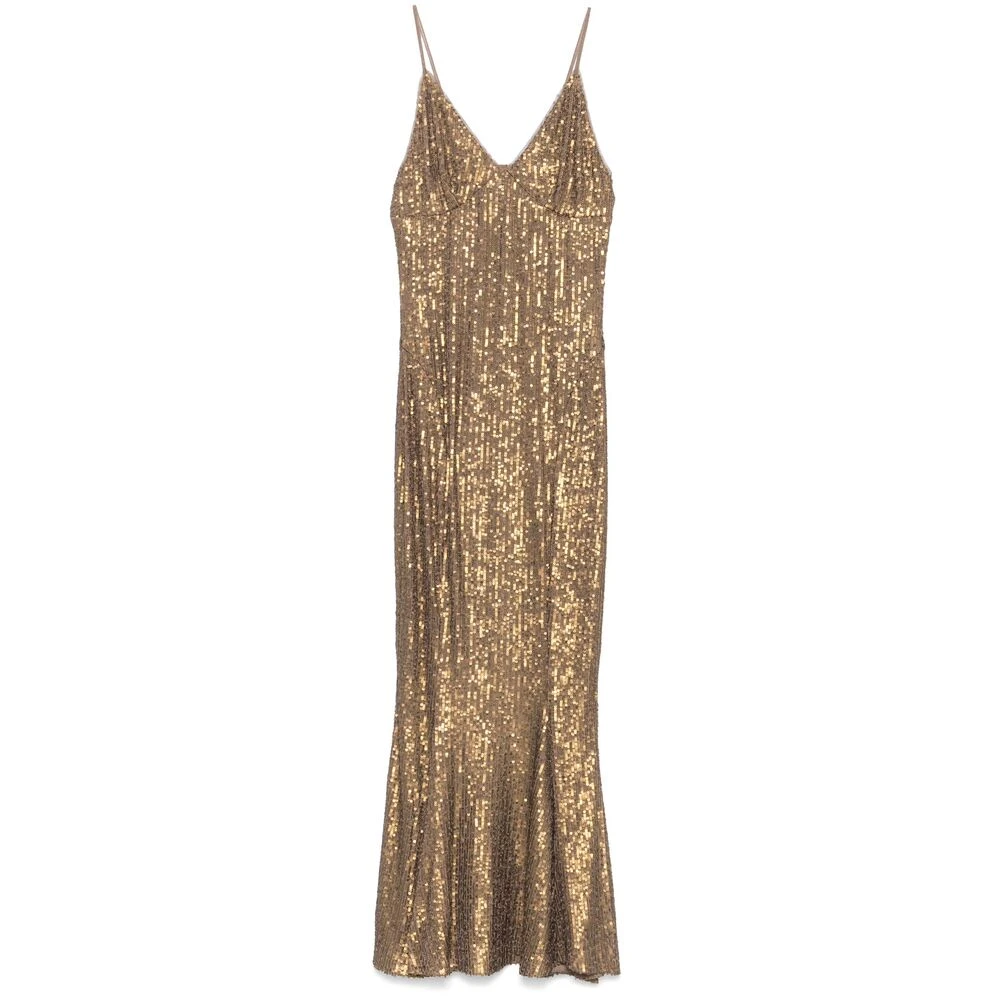 Norma Kamali Gouden Bruine Paillet Feestjurk Brown Dames