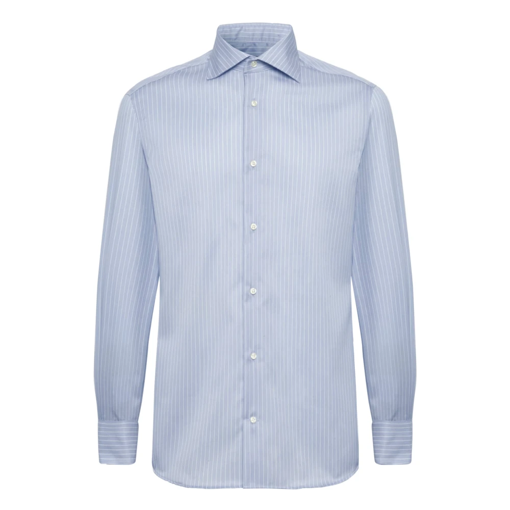 Boggi Milano Ultimate NON Iron Gestreept Katoenen Overhemd Slim Fit Blue Heren