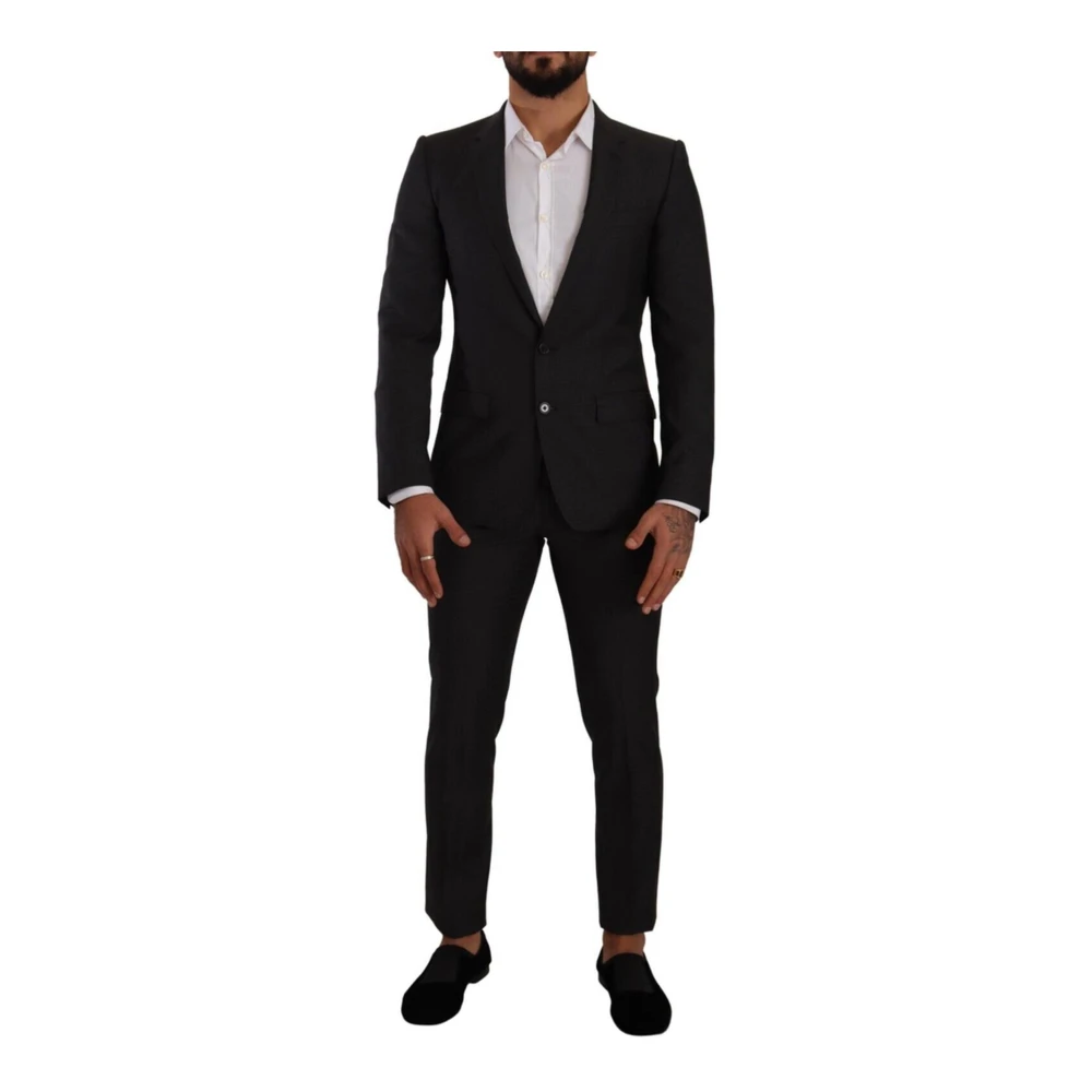 Dolce & Gabbana Men's Black Single Breasted Suits, Xs, Wool Two Piece Suit