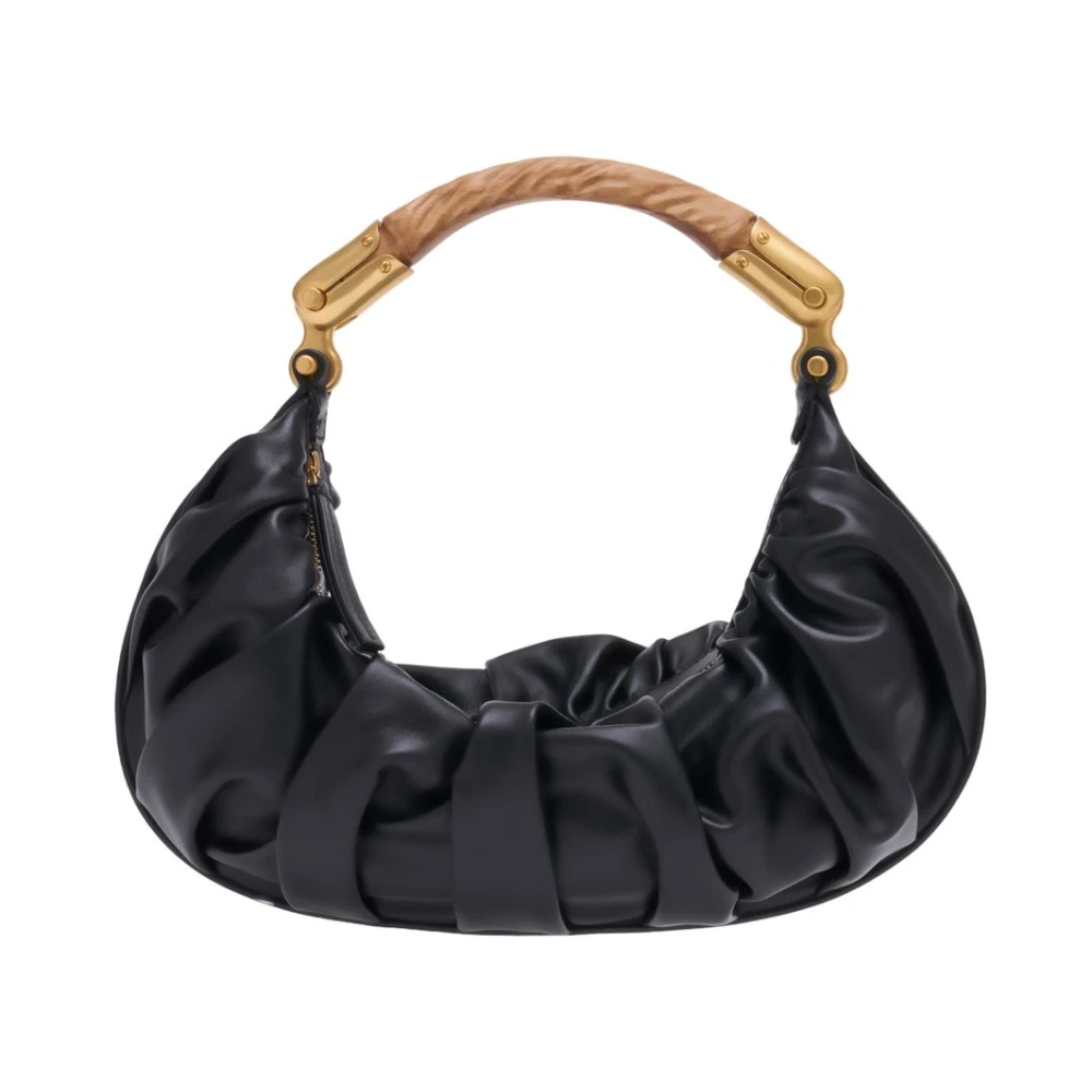 Balmain Donna Nero Borsa Media In Pelle Nera Con Manico Superiore