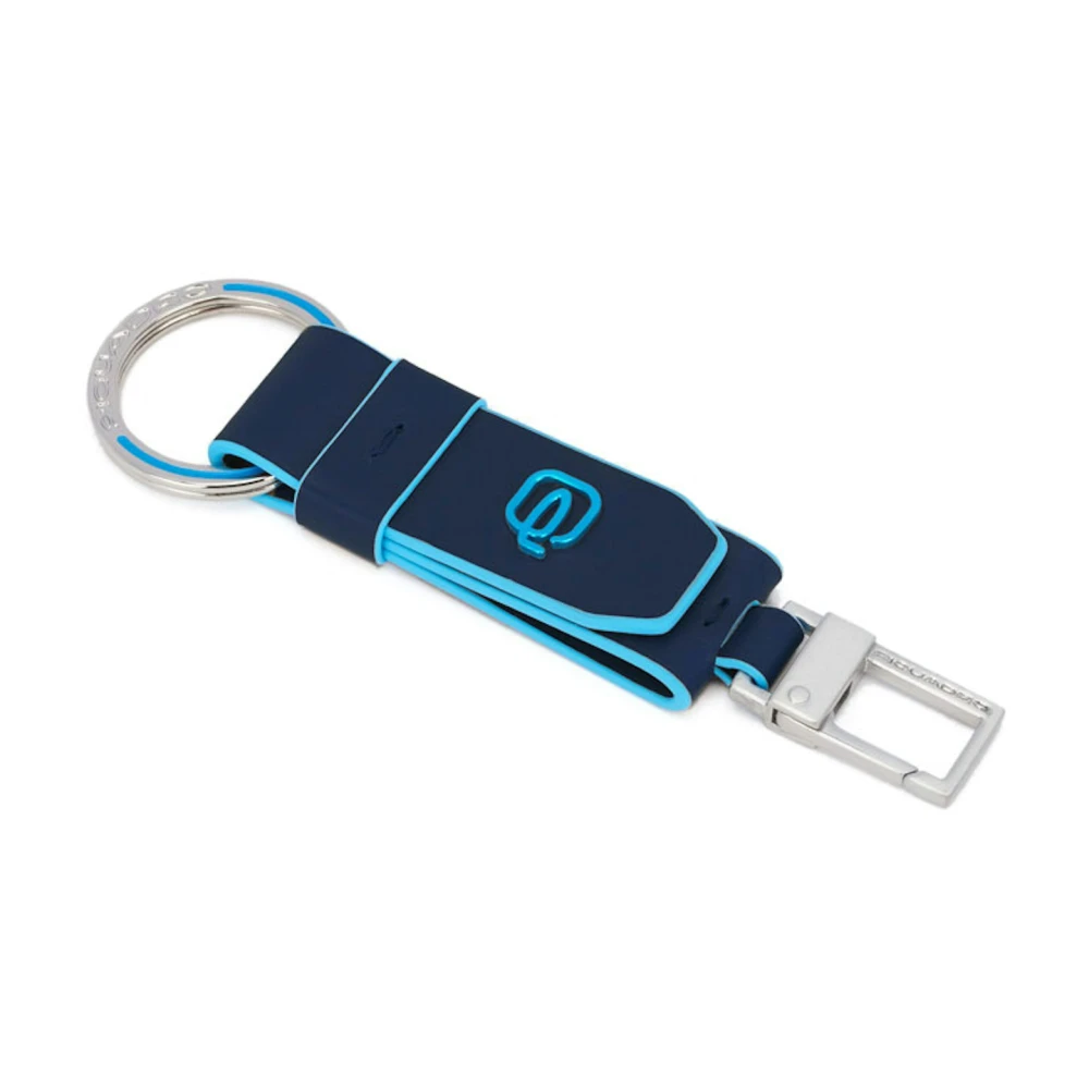 Piquadro Unisex Bleu Accessoires, Taille: One Size Porte-Clés Avec Plaquette En Cuir