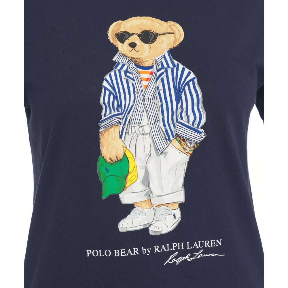 Polo Ralph Lauren Blauw Stijlvol T-shirt met Frontprint Blue Dames