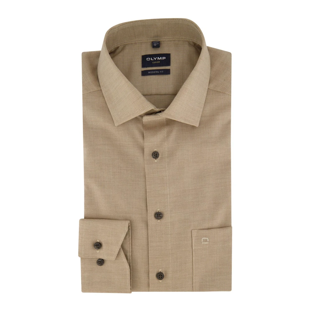 Olymp Bruin Modern Fit Zakelijk Overhemd Brown Heren