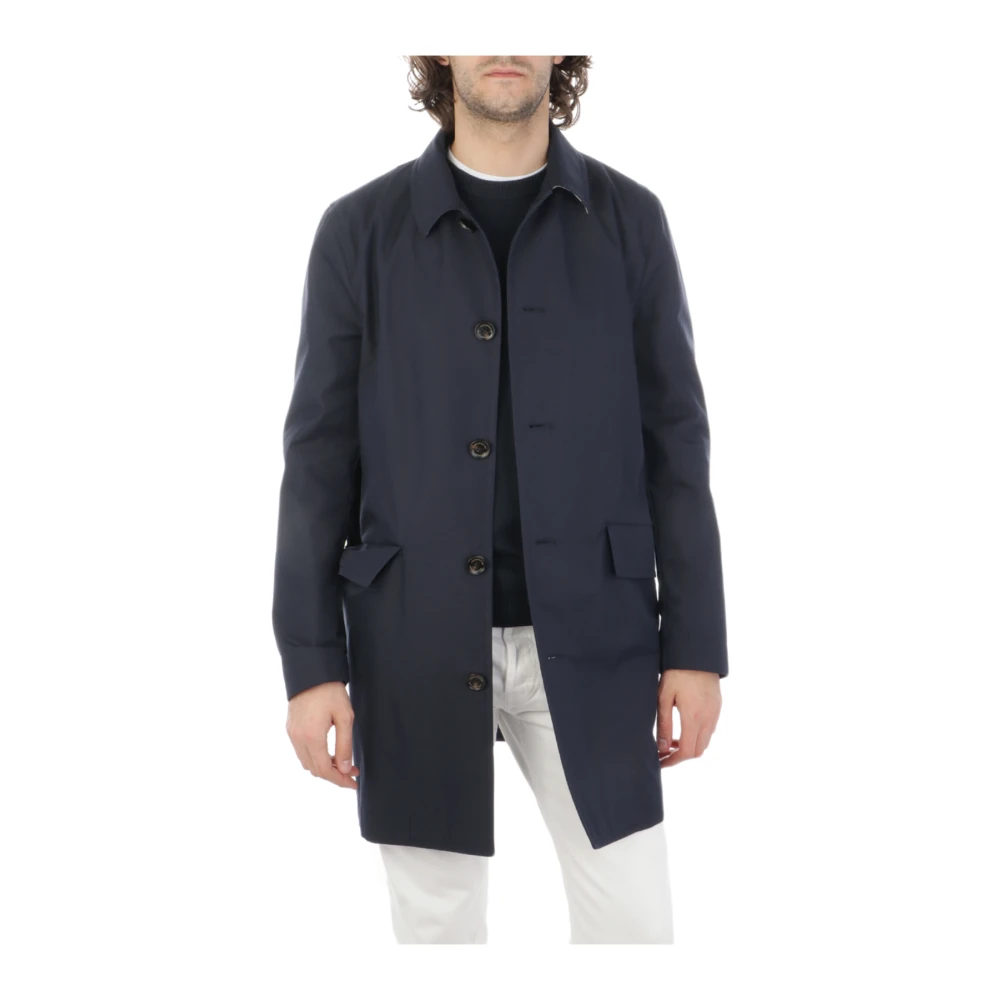 Aquascutum Coats Blue Heren