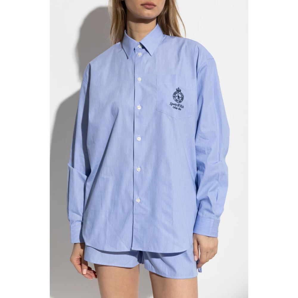 Sporty & Rich Shirt met logo Blue Dames