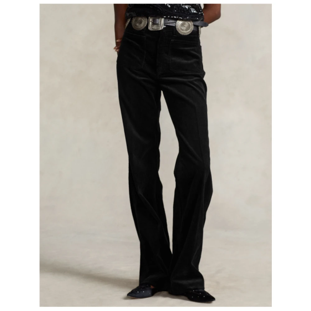 Polo Ralph Lauren Zwarte Corduroy Flare Jeans Black Dames