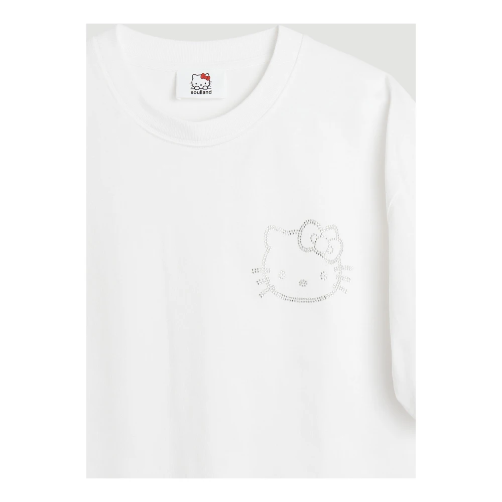Soulland Biologisch Katoen Rhinestone T-shirt White Unisex