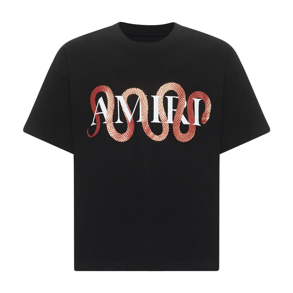 Amiri Zwarte Slang Grafische Katoenen T-shirt Black Heren