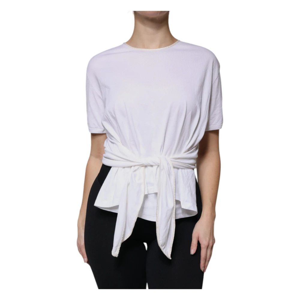 Dolce & Gabbana White Wrap Blouse Short Sleeve Top - Female - T-Shirts - White - Xl - Tops - Image 3