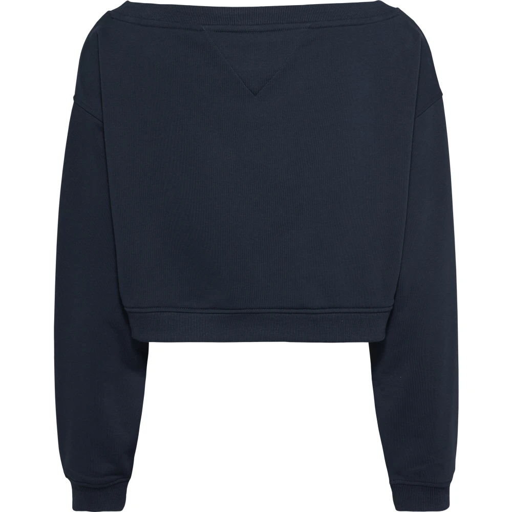 Tommy Jeans Blauwe Crop Sweater Boothals Ballonmouwen Blue Dames