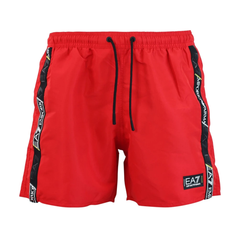 Emporio Armani EA7 Rode zwemboxers met logobanden Red Heren