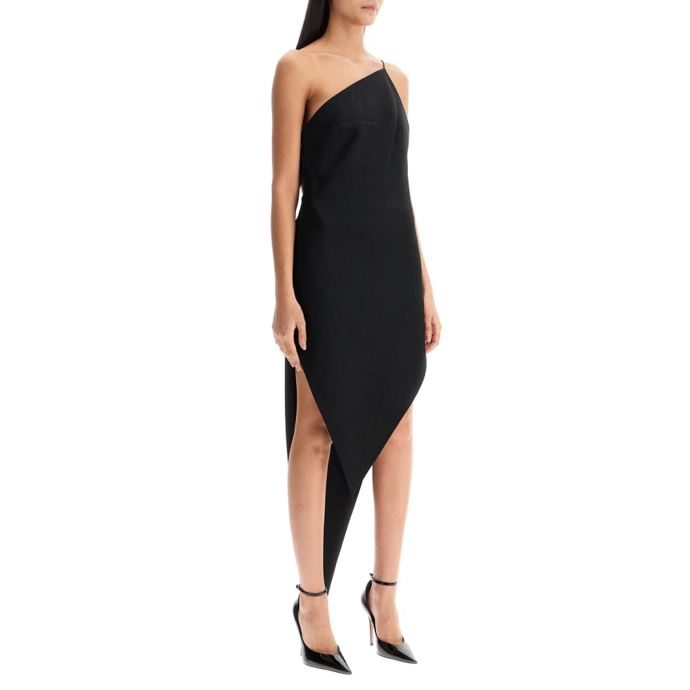 alexander wang Asymmetrische Wol One-Shoulder Jurk Black Dames