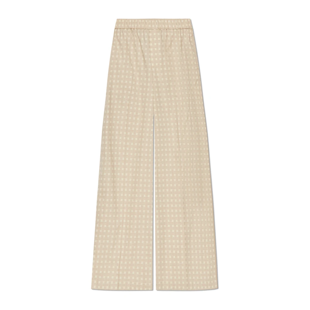 Kenzo Women's Beige Wide Trousers, Xs, Patterned Trousers