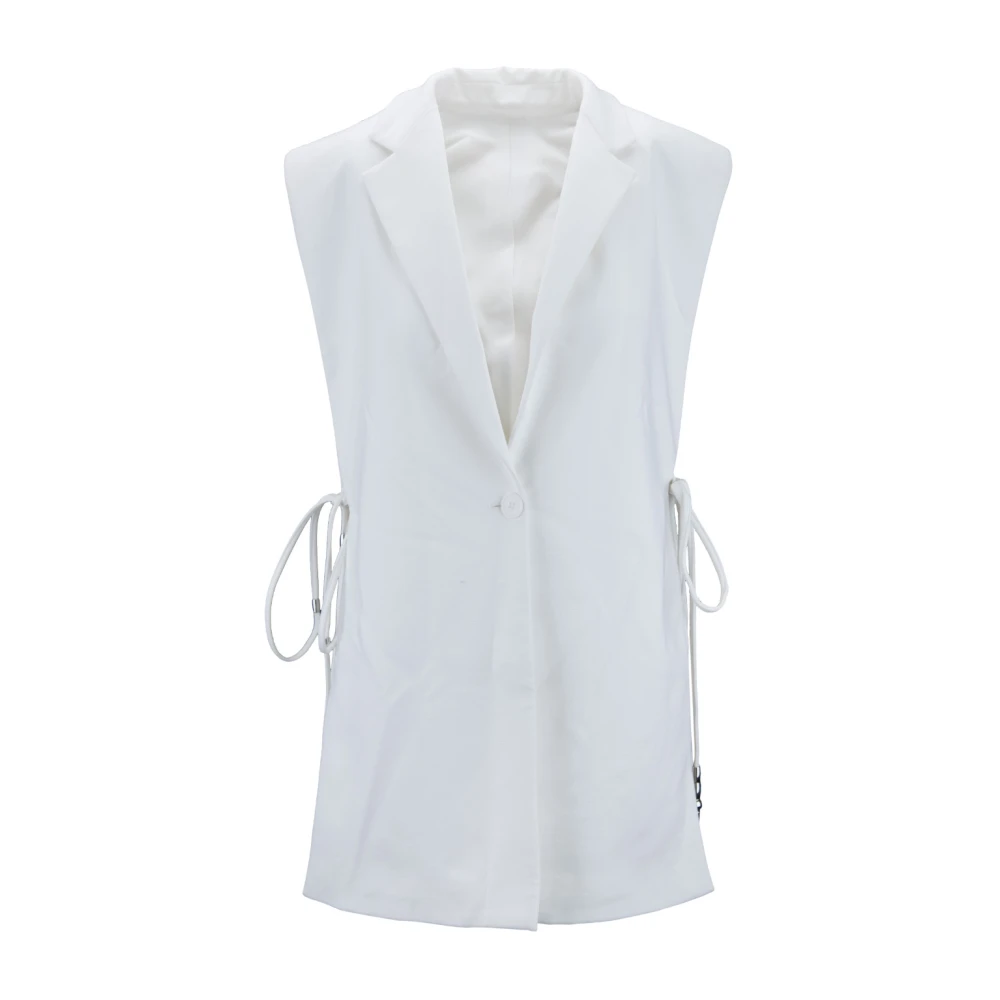 Dondup Mouwloze V-hals knoop blazer White Dames