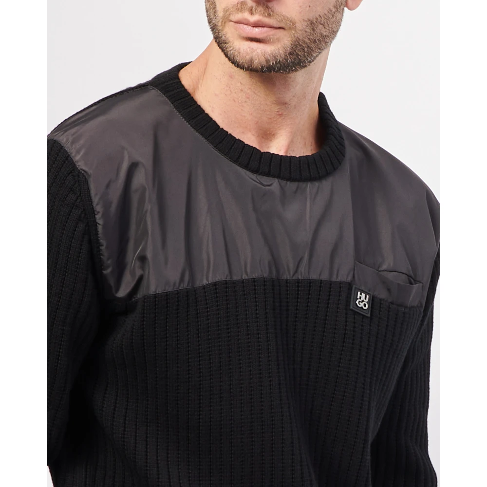 Hugo Boss Zwarte Crewneck Sweater met Logo Black Heren