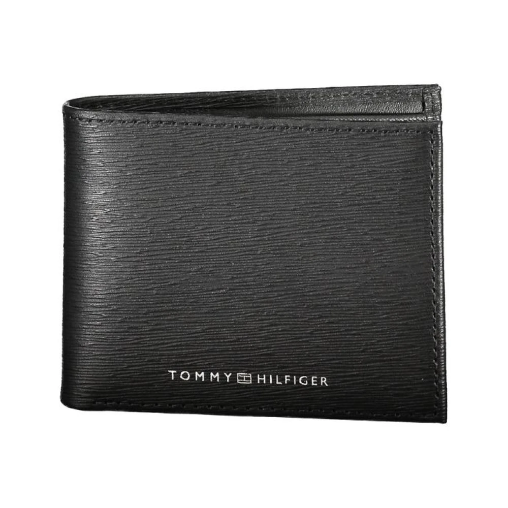 Tommy Hilfiger Zwarte Leren Portemonnee met Kaartsleuven Black Heren