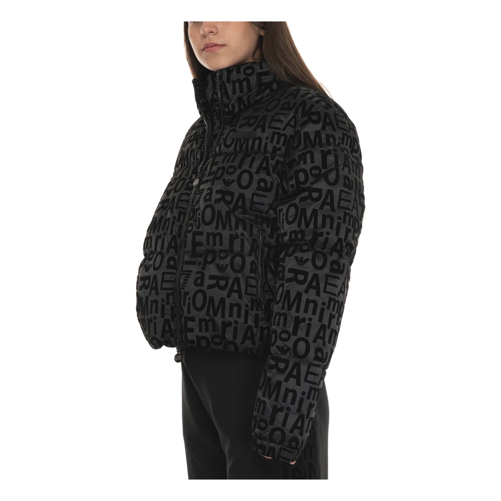 Emporio Armani EA7 Gewatteerde Logo Bomberjack met Rits Black Dames